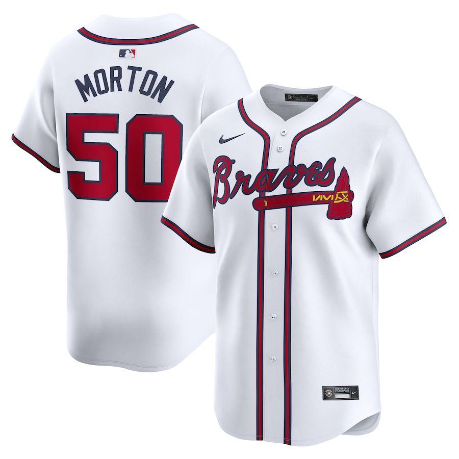 Men Atlanta Braves 50 Charlie Morton Nike White Home Limited Player MLB Jersey